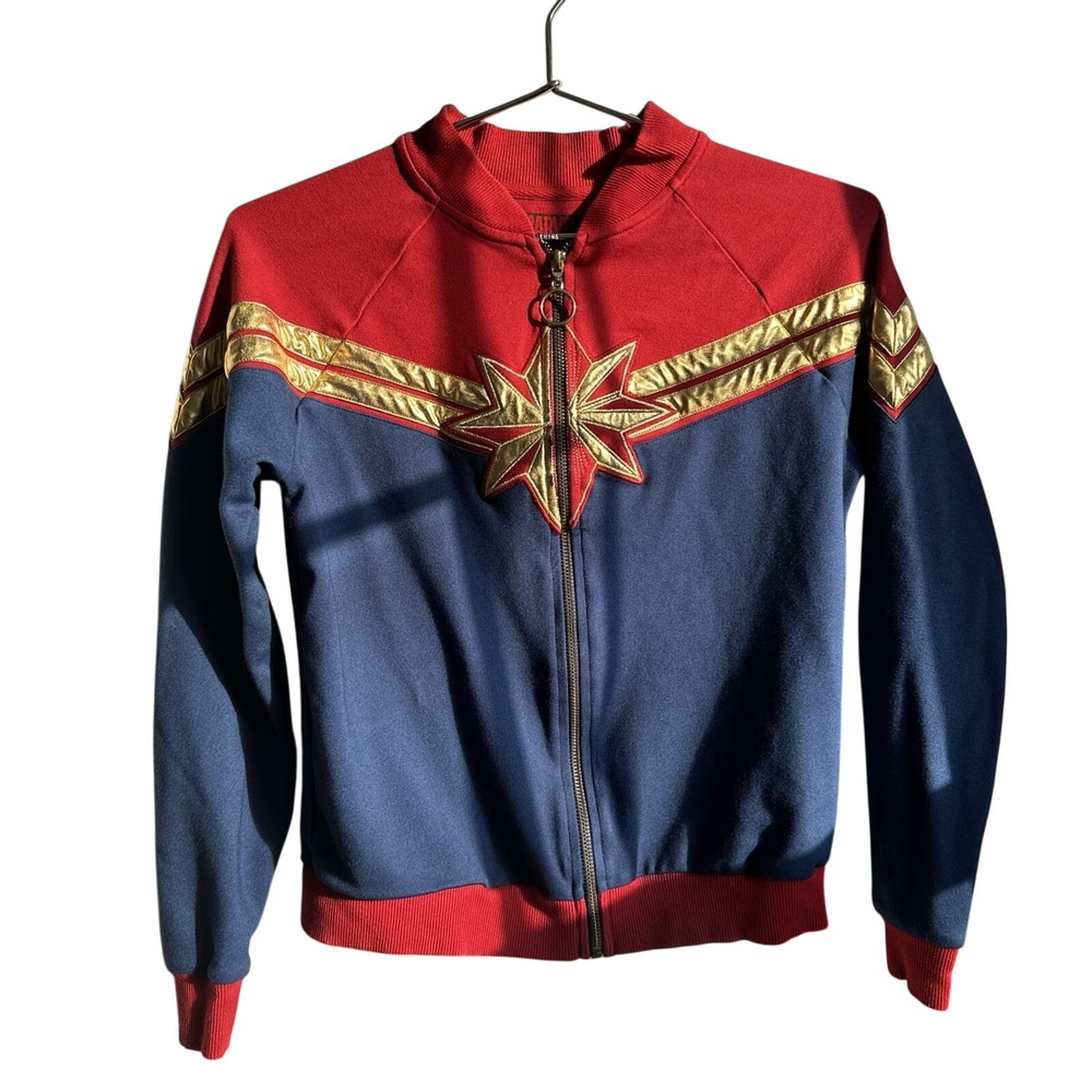 Disney Captain Marvel Zip-Up Jacket Girl's Med Costume Halloween Cosplay Casual